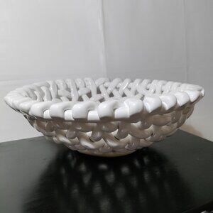 Large White Ceramic Serving Display Basket